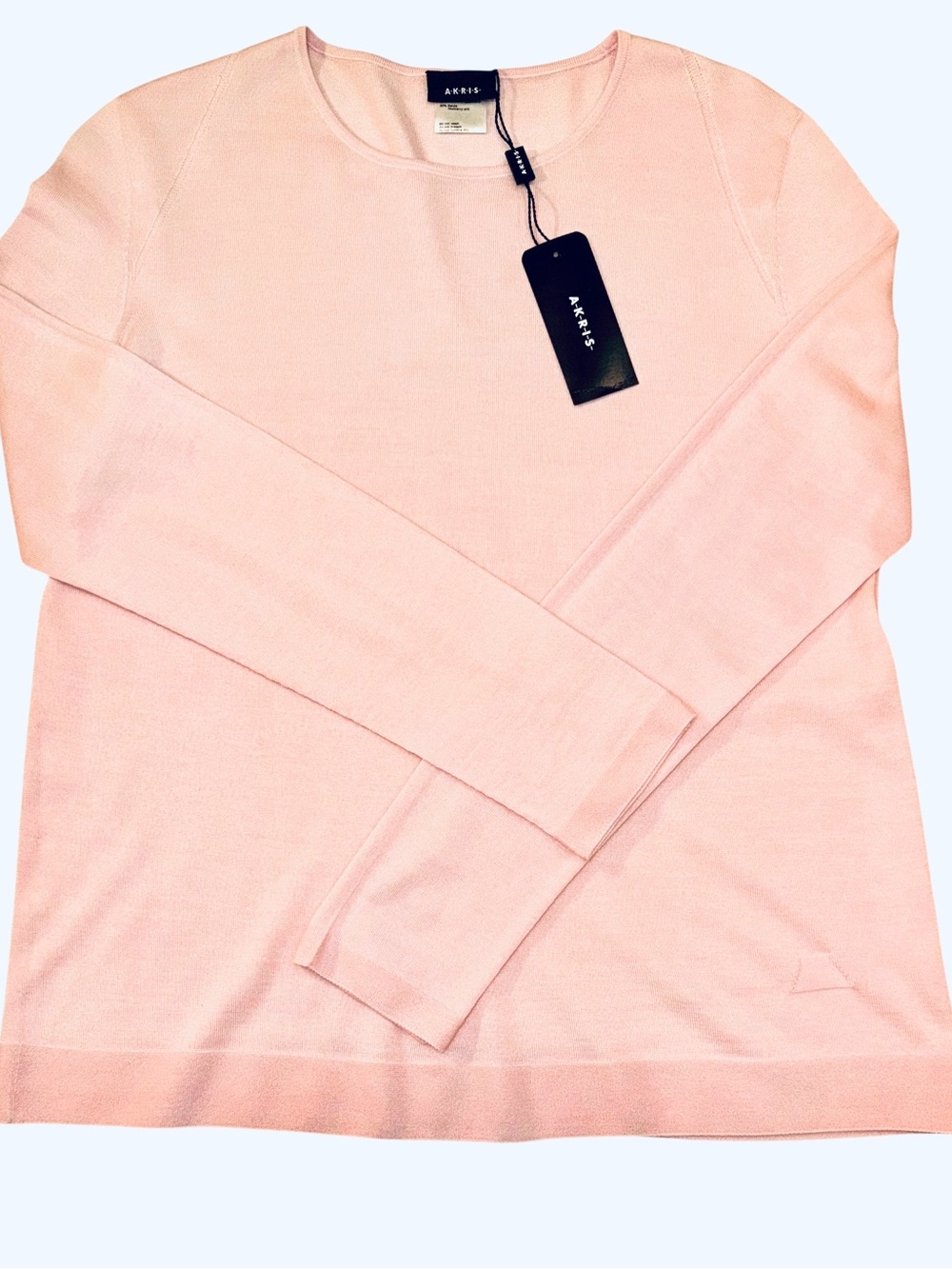 Akris NWT Crewneck Silk Blend Pale Pink Knit Top Lightweight Sweater Flowy